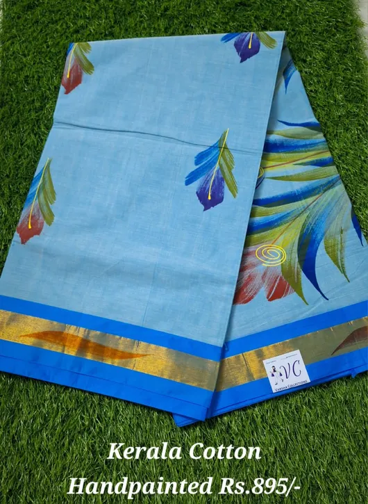 Kerala Cotton Hand Printed Sarees
